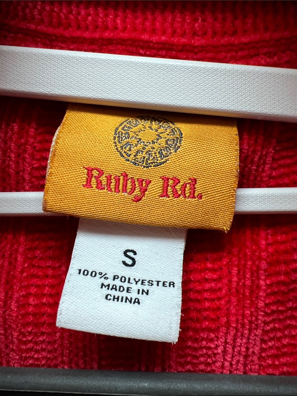 Ruby Rd. Bright Red Ribbed Button-Front Pullover - Picture 2 of 6